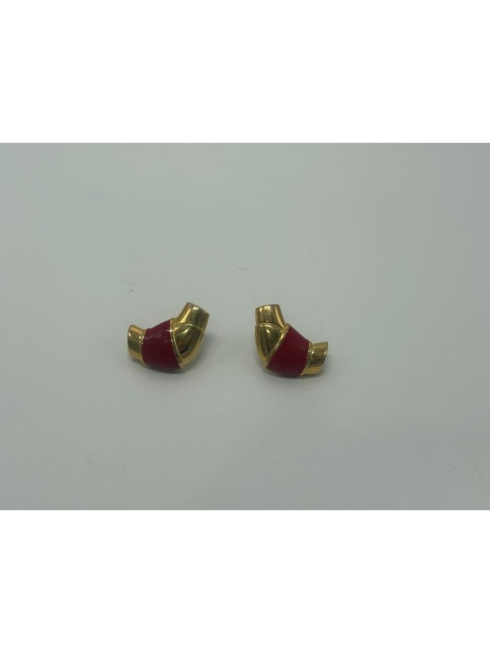 Napier Signed Vintage 1980s Red Enamel Crescent Earrings